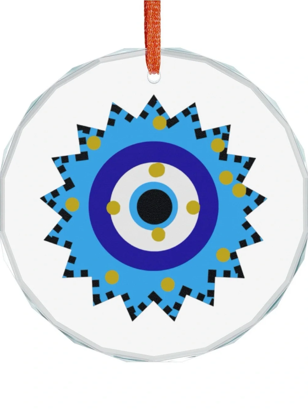 Decorative Glass Evil Eye Ornament - Blue